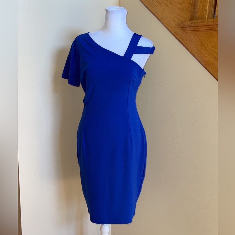 Women’s Dress Plus Size Small Blue One Shoulder Midriff Bodycon Party Cocktail
